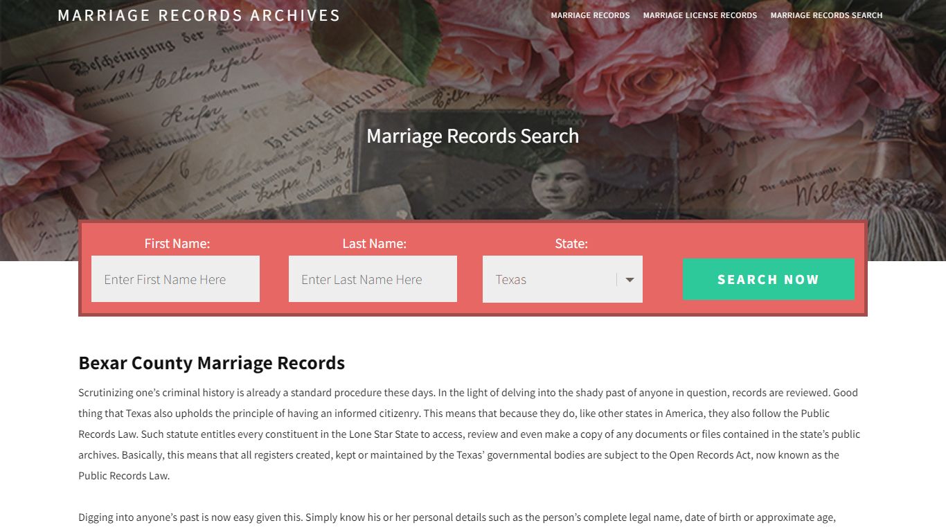 Bexar County Marriage Records